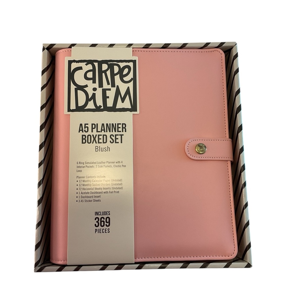 Carpe Diem A5 Planner Box Set W/Inserts Large Agenda 6 ring Binder "BLUSH" Pink